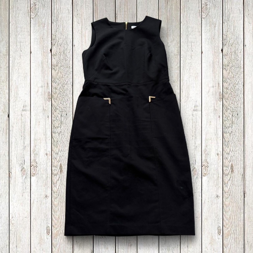 Calvin Klein Womens Sheath Dress Black Vintage 90s Gold Hardware Size 10